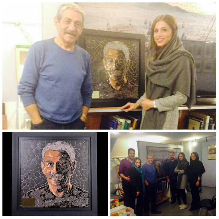مراسم اهدای تابلو پرتره معرق کاشی ( موزائیک آرت ) استاد نصرالله کسرائیانربه ایشان.